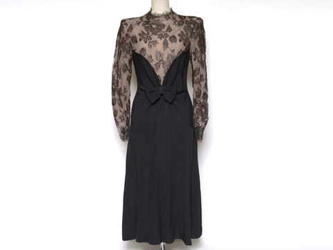 ワンピース メッシュ 花柄 ブラック ブラウン