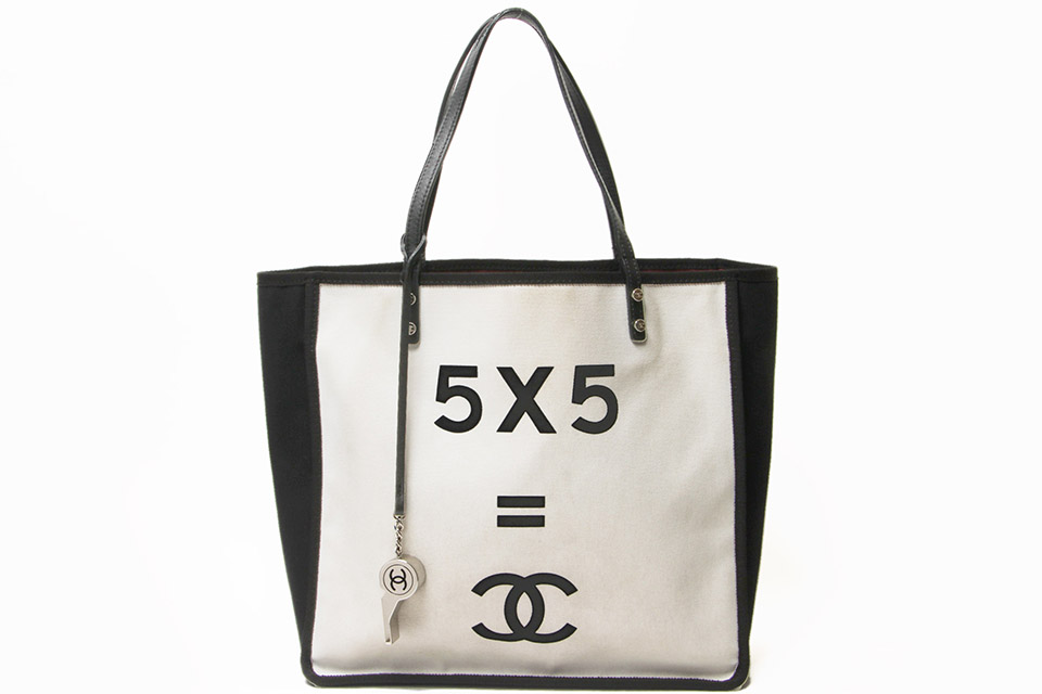 CHANEL シャネル レッツレモンストレート5×5 トートバッグ コットンキャンバス A9288 20番台 シルバー金具 美品  56318