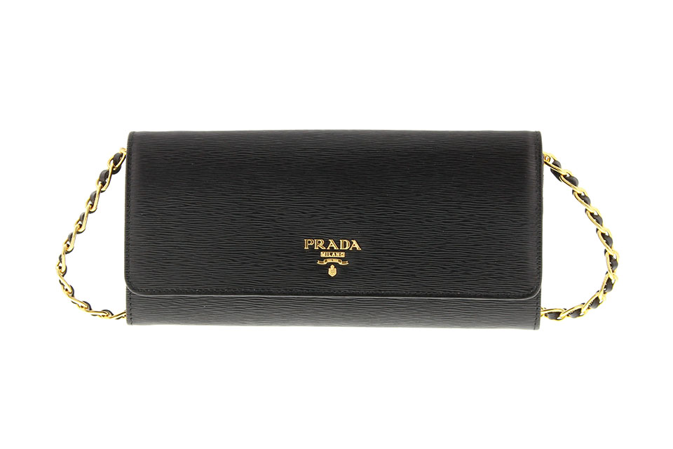 品質保証安い未使用 プラダ 1M1440 二つ折りチェーンウォレットバッグ サフィアーノ 財布