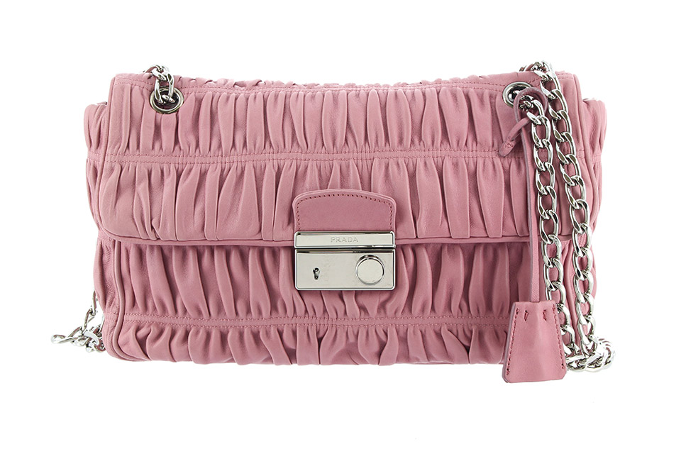 PRADA ギャザー入り　ショルダーバッグ ピンク チェーン PRADA ギャザー入りショルダーバッグ ピンク チェーン