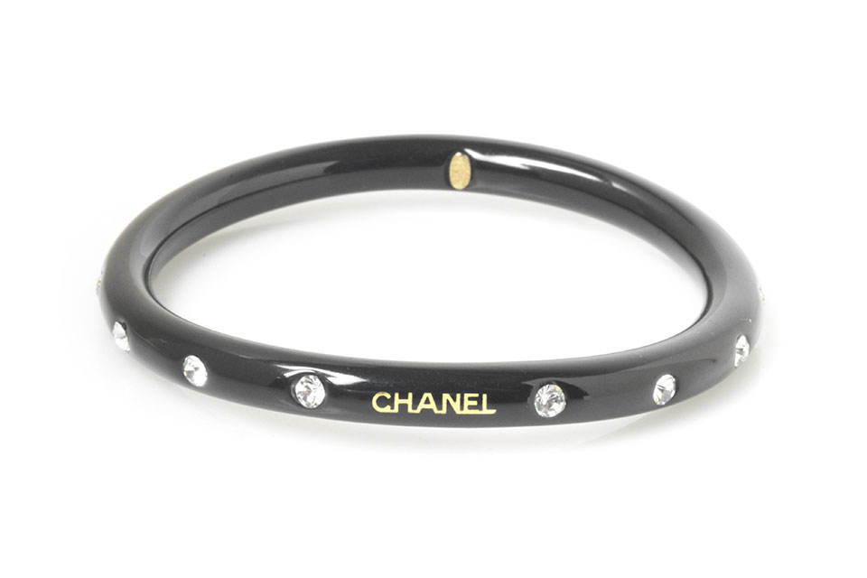 バングル ブレスレット ラインストーン 黒 ブラック 00A