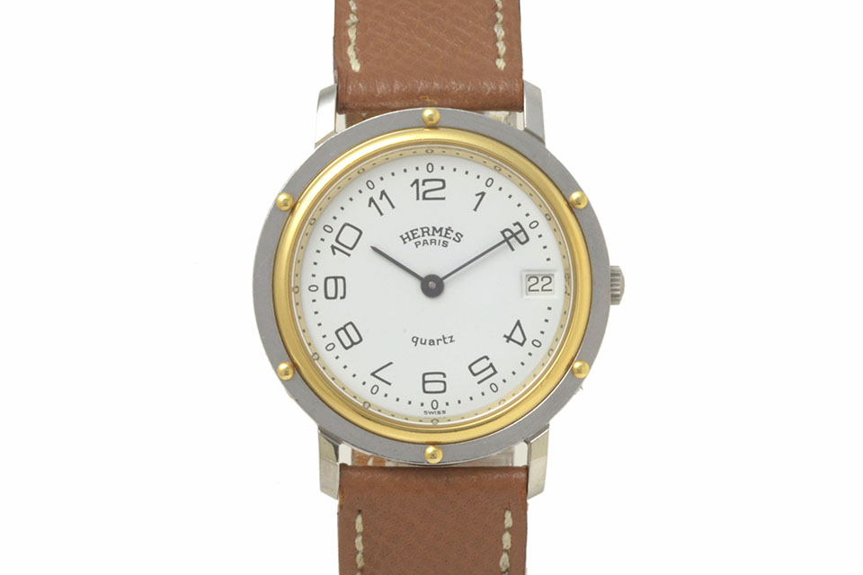 エルメス クリッパー コンビ 白文字盤レディース - 腕時計