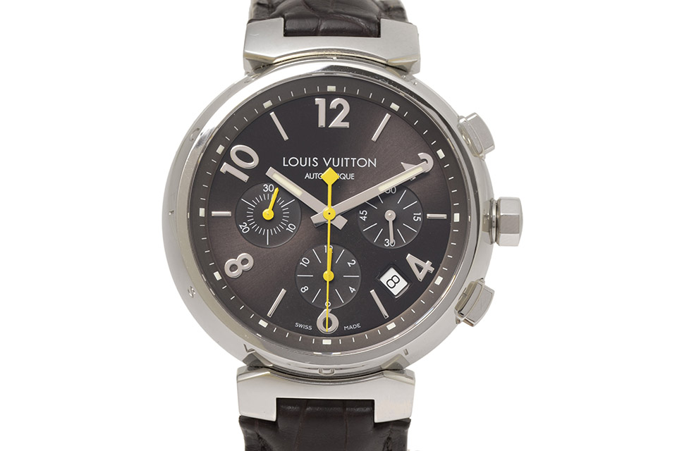 タンブール（LOUIS VUITTON） ルイ ヴィトン 腕時計 タンブール クロノグラフ メンズ オートマ SS 革ベルト Q1121 自動巻き