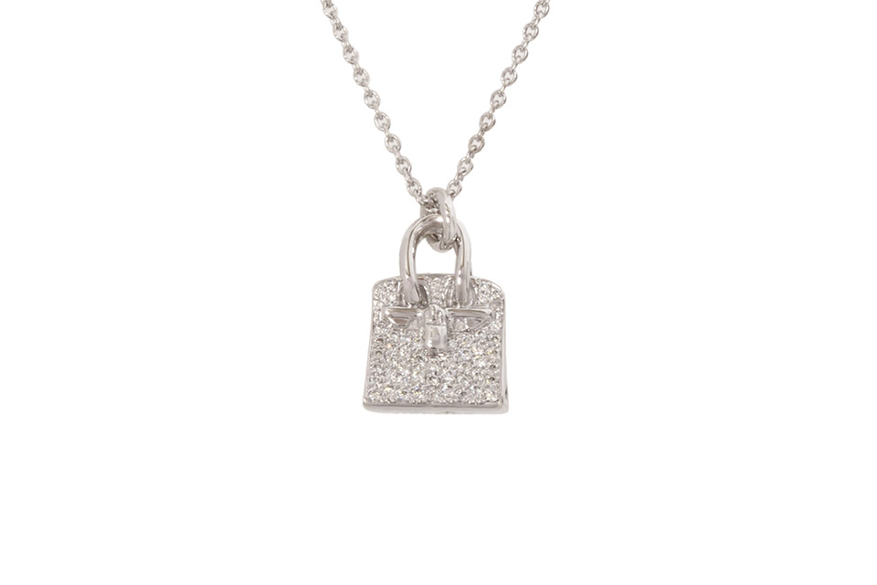 バーキン アミュレット ダイヤネックレス K18WG ダイヤ0.23ct