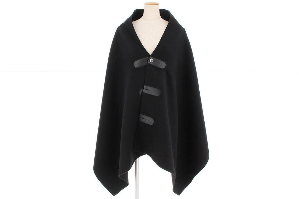 【新品同様】エルメス カシミヤ ダブルフェイス ケープ ポンチョ ブラック 36 マルチカラー HERMES(エルメス) ポンチョ・ケープ(レディース