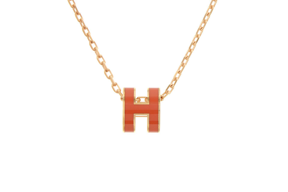 HERMES HERMES エルメス ミニ ポップアッシュ ポップH ネックレス GP オレンジ ゴールド金具 レディース アクセサリー 未使用品◆Sランク