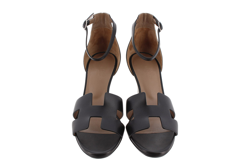 エルメス　レジェンド　37サイズ　ブラック　ウェッジサンダル エルメス HERMES レジェンド ウェッジソールサンダル 黒レザー37