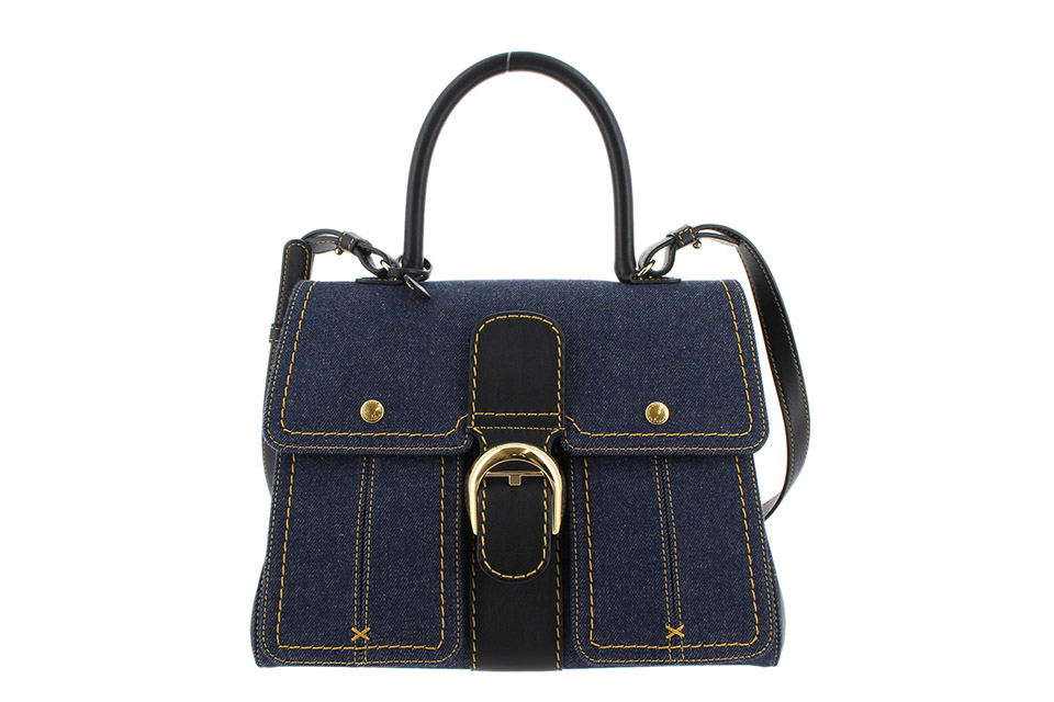 デルボー DELVAUX ブリヨンMM 2WAYショルダーバッグ デニム ブルー