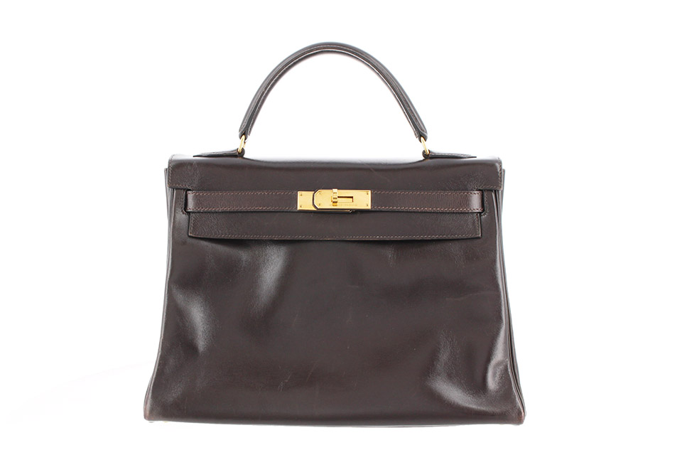 エルメス ケリー ショルダーストラップ ボックスカーフ ブラウン系