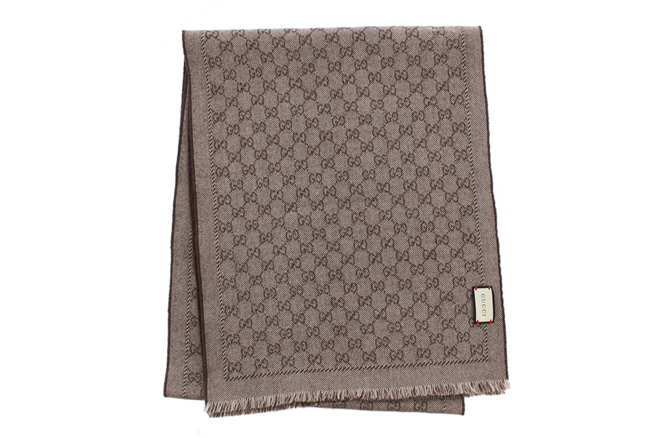 GGパターン ウール混合マフラー ブラウンベージュ GGパターン ウール