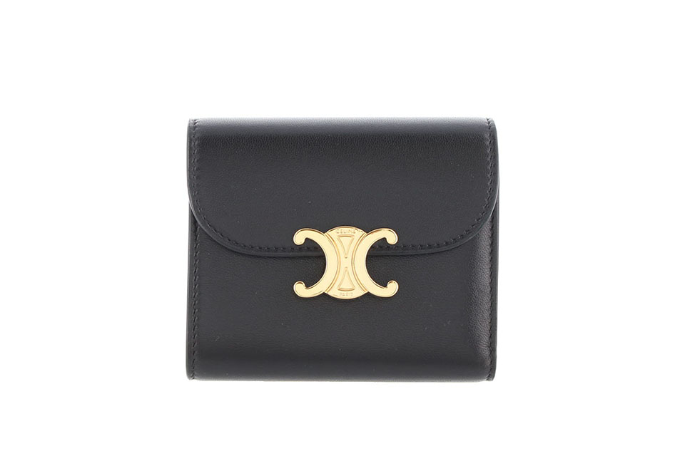 トリオンフ スモールフラップウォレット 2つ折り財布 レザー 黒