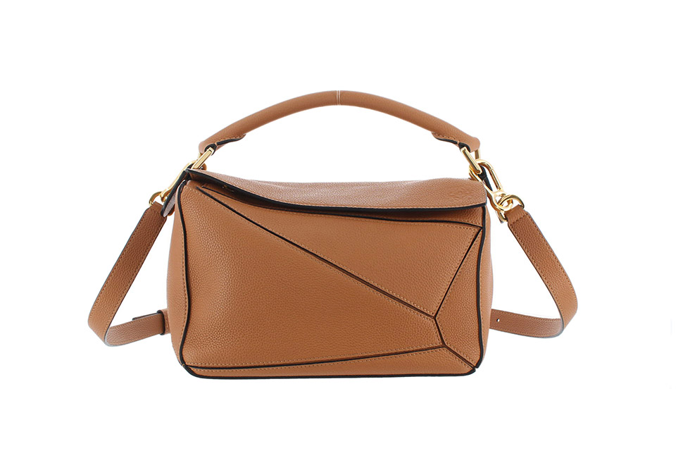 パズルバッグ　スモール　2WAYショルダーバッグ　レザー　キャメル　ゴールド金具