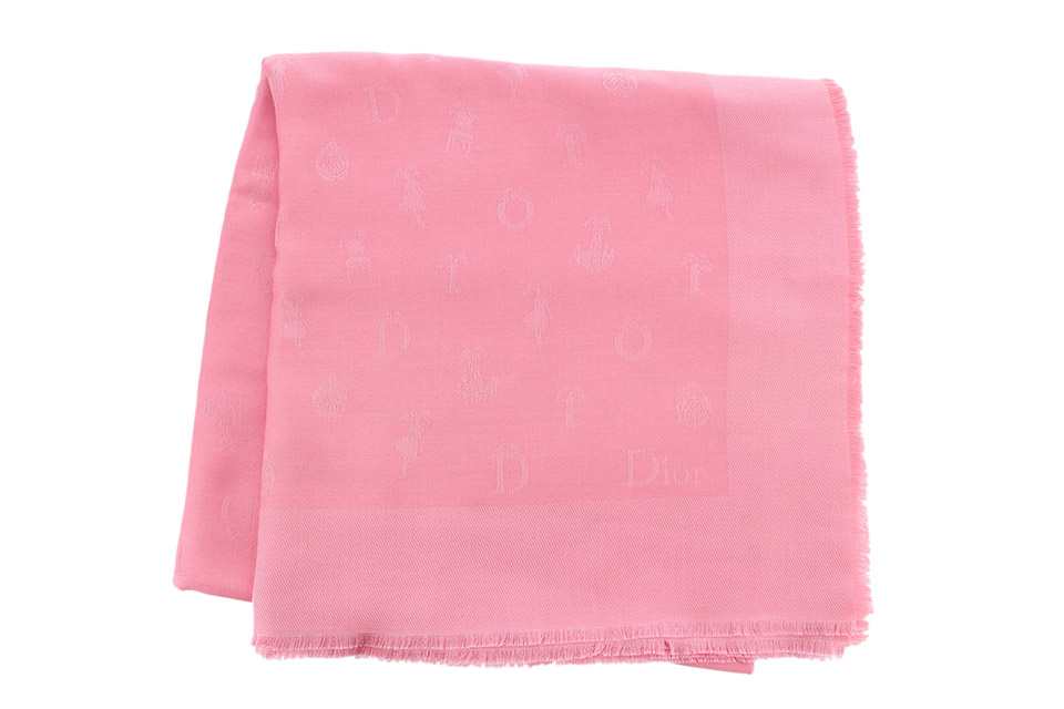 Christian Dior 大判スカーフ ピンク 柄 大判ストール スカーフ ピンク 新品同様