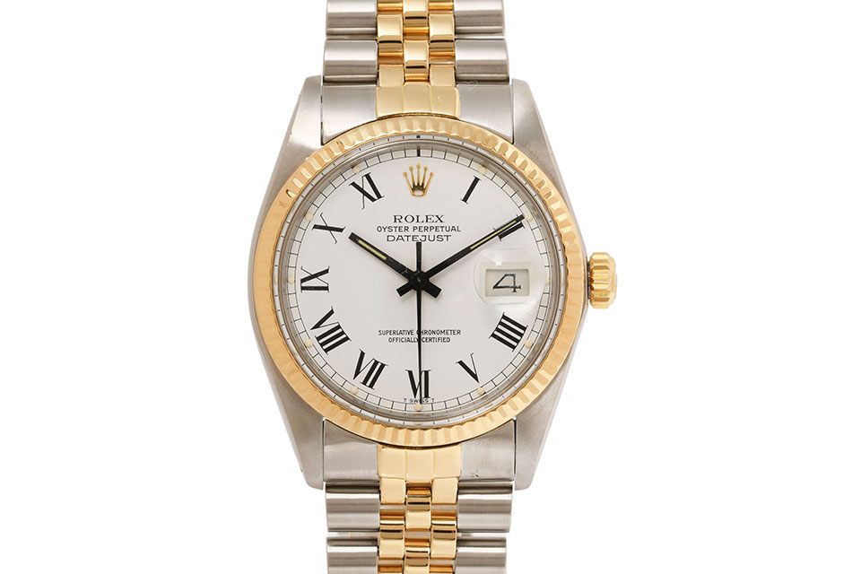 デイトジャスト　16013　コンビ　SS/YG　ホワイト　バックリー文字盤　8番　メンズ　自動巻