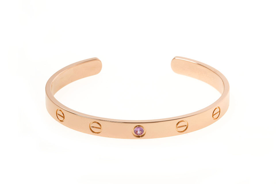 オープン　ラブブレス　#17　バングル　1Pピンクサファイア　K18PG