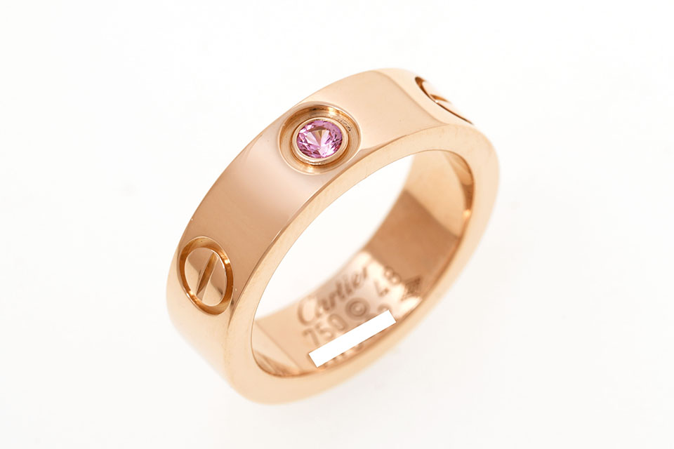 ラブリング　1Pピンクサファイア　K18PG　#48