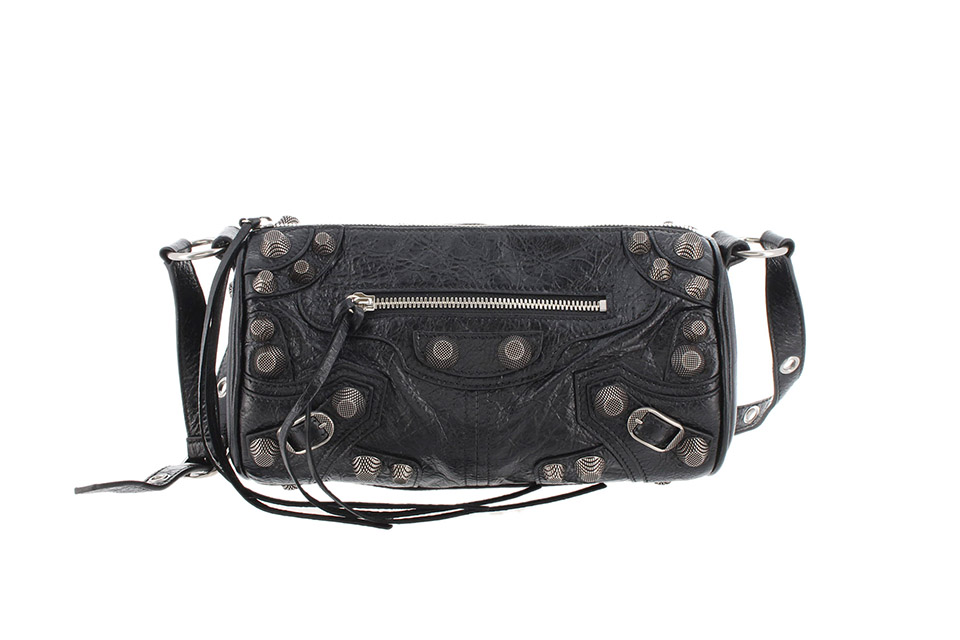 ルカゴール　シリンダー　ショルダーバッグ　レザー　黒　ブラック　シルバー金具　771716