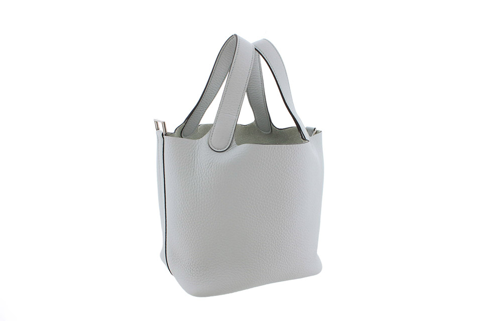 ピコタンロックPM　18　ハンドバッグ　トリヨンクレマンス　ブルーペール　シルバー金具　W刻印　未使用