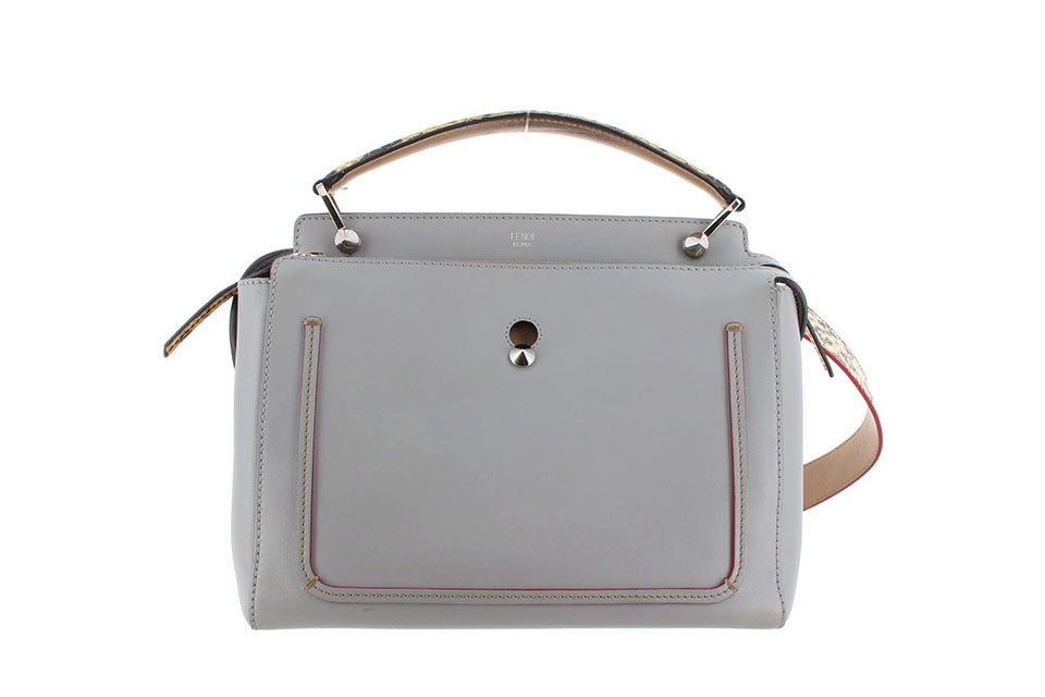 ドットコム　2WAYショルダー　レザー/パイソン　ブルーグレー　シルバー金具　8BN293