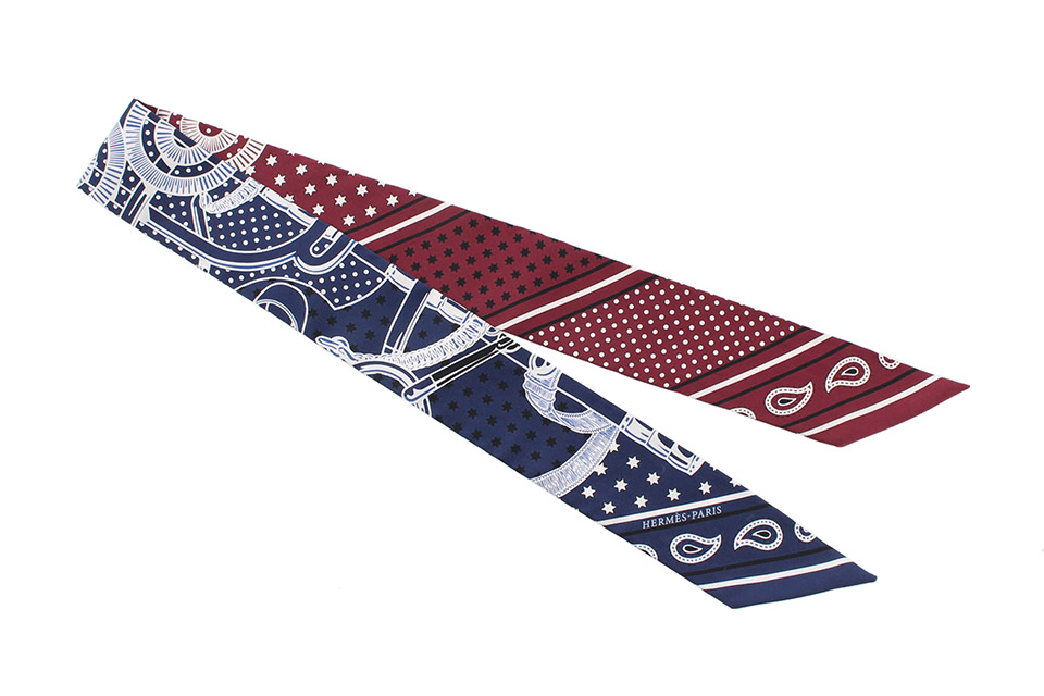 トゥイリー(ツイリー)　星柄　シルク　ボルドー/ネイビー