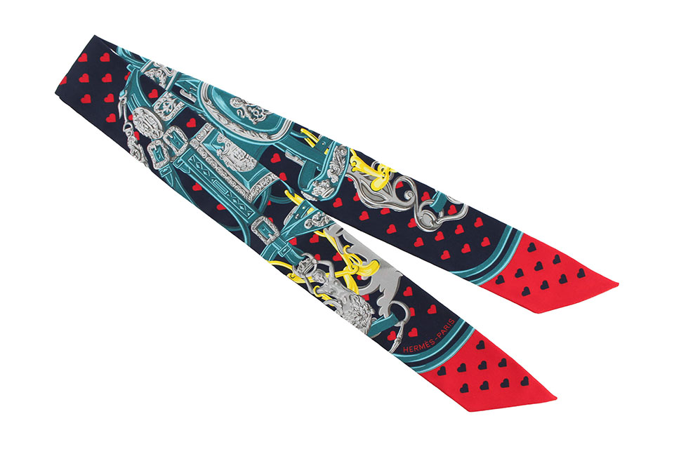 トゥイリー(ツイリー)　ハート　シルク　ネイビー/赤