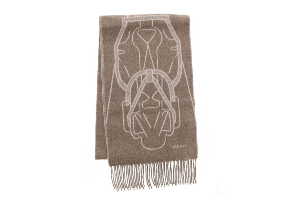 マフラー　テット・ア・テット・エケストル　カシミア　トープ/グレージュ　未使用