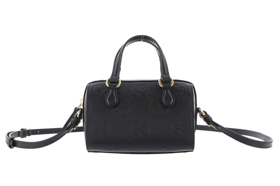 ミニボストン　2WAYショルダー　レザー　黒　ゴールド金具　790130　未使用