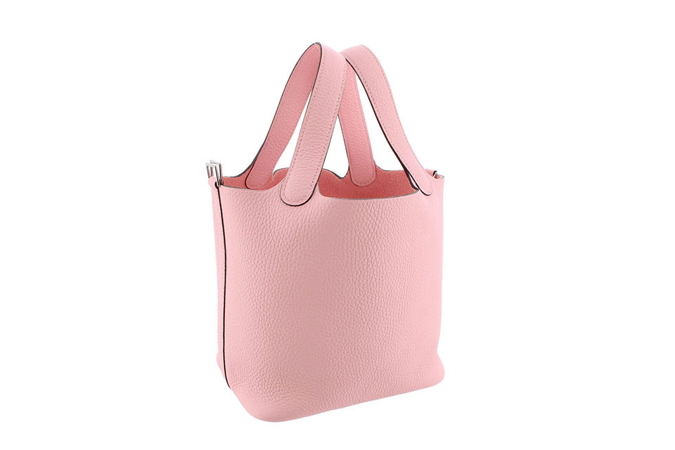 ピコタンロックPM　18　ハンドバッグ　トリヨンクレマンス　ローズサクラ　シルバー金具　K刻印　新品