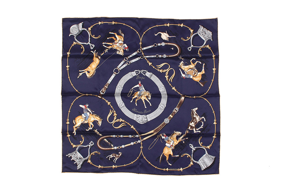 カレ70　ヴィンテージパンパ　シルク　ネイビー