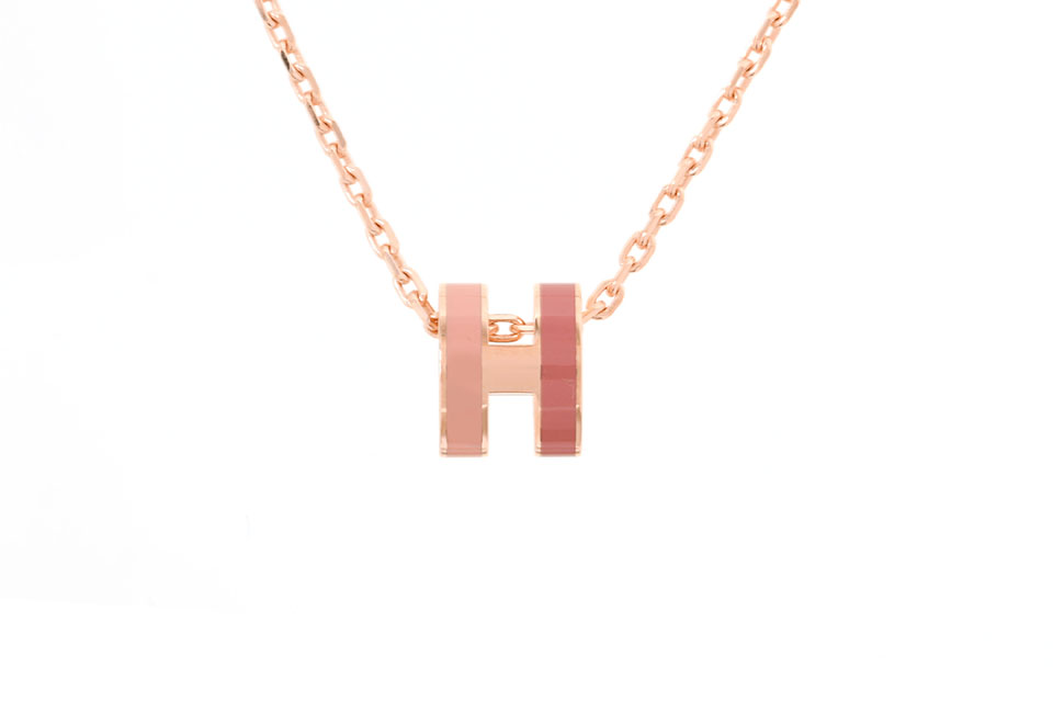 ポップH　ミニ　ネックレス　ペンダント　ポップアッシュ　ロカバール　ボーテ　ピンク　ピンクゴールド金具　未使用