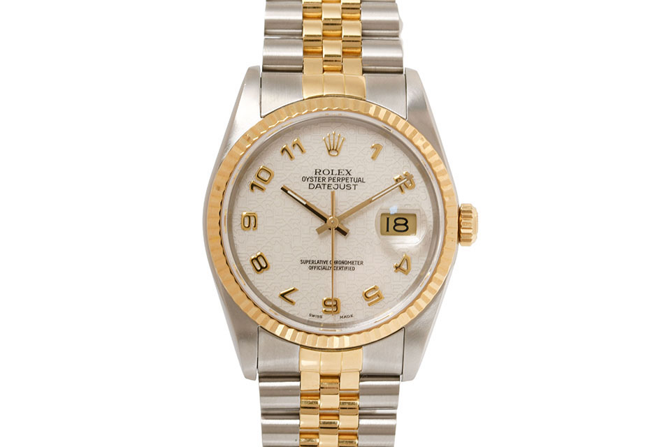 デイトジャスト　16233　コンビ　SS/YG　アラビア　アイボリーコンピュータ文字盤　L番　メンズ　自動巻