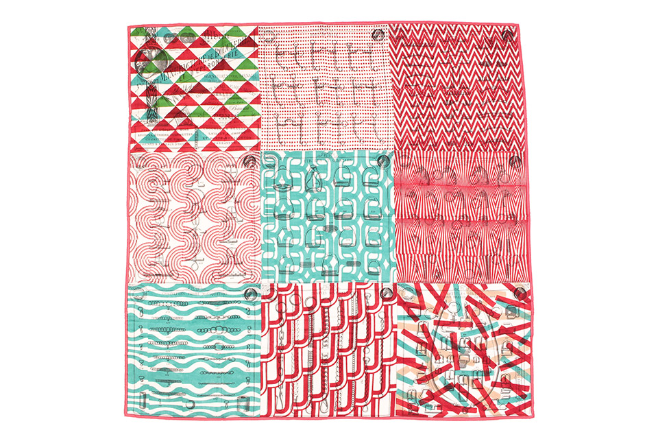 大判ストール　カレ140　カレジェアン　バックルの工房　シルク/カシミア　ローズ/アクア/ルージュ　未使用