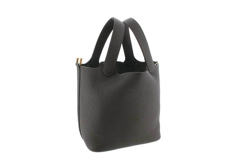 ピコタンロックPM　18　ハンドバッグ　トリヨンクレマンス　ダークブロンズ　ゴールド金具　K刻印　新品