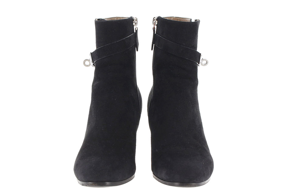 ジュウーズ　ショートブーツ　ケリー　スエード　黒　ルテニウム金具　#37