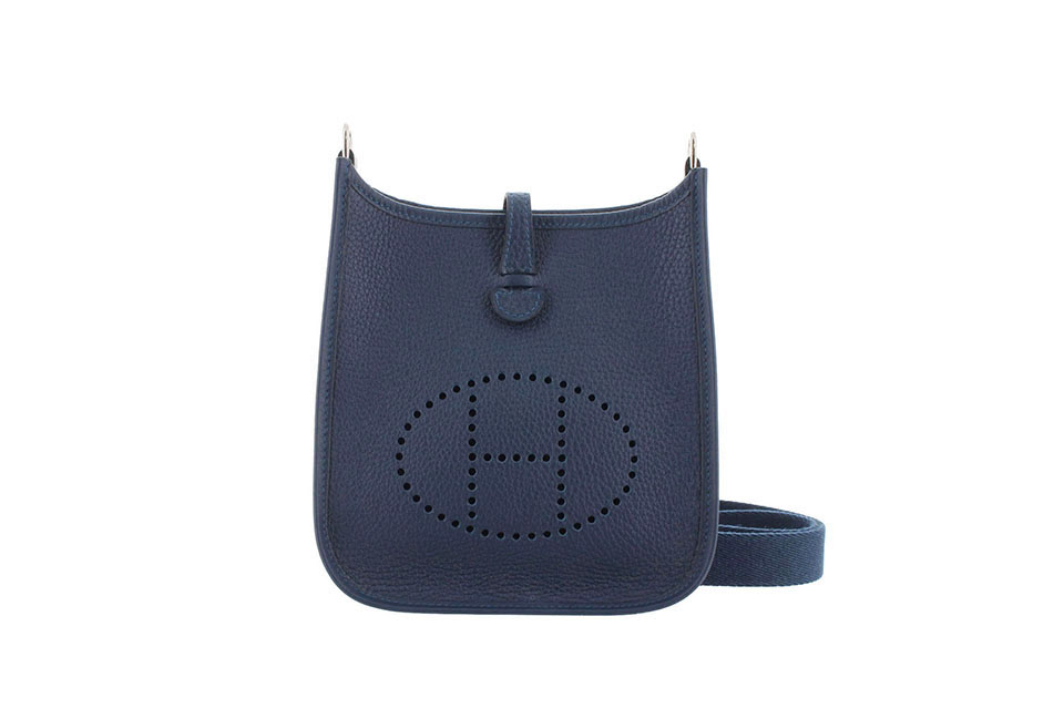 エブリンTPM　ショルダーバッグ　アマゾン　トリヨンクレマンス　ブルー系　シルバー金具　K刻印　新品