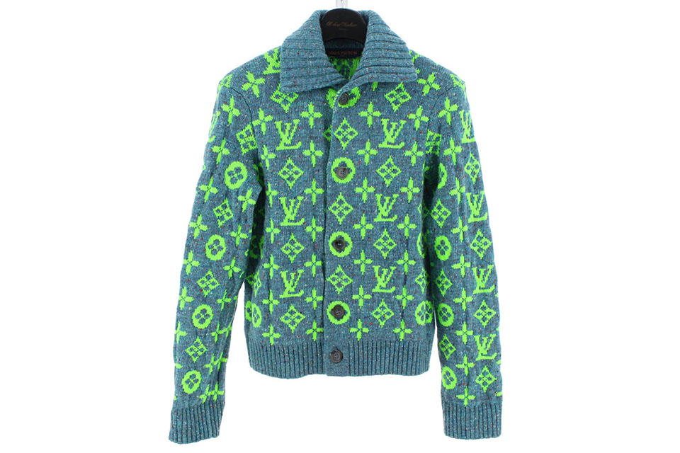 モノグラム　シグネチャー　カーディガン　ライトブルー/ライトグリーン　メンズM