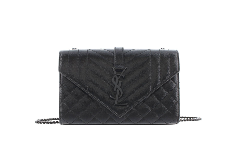 エンヴェロップ　スモール　チェーンショルダーバッグ　レザー　黒　ブラック　600195