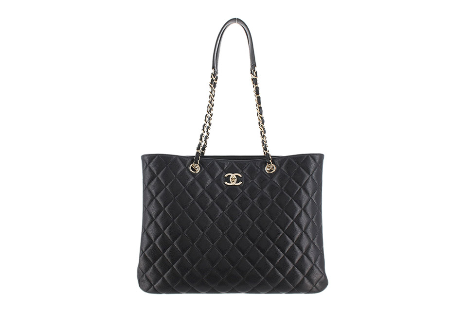 マトラッセ　チェーントート　キャビア　黒　ゴールド金具　A91046