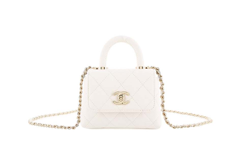 ココハンドル　マイクロ　キャビアスキン　白　ホワイト　シャンパンゴールド金具　AP4245　未使用