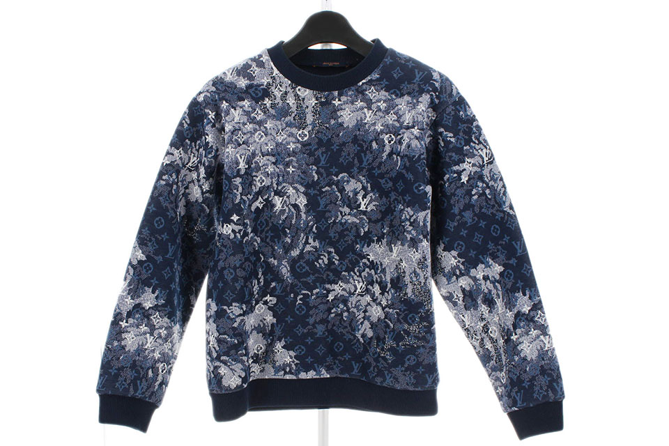 モノグラム柄　トレーナー　ブルー　メンズL