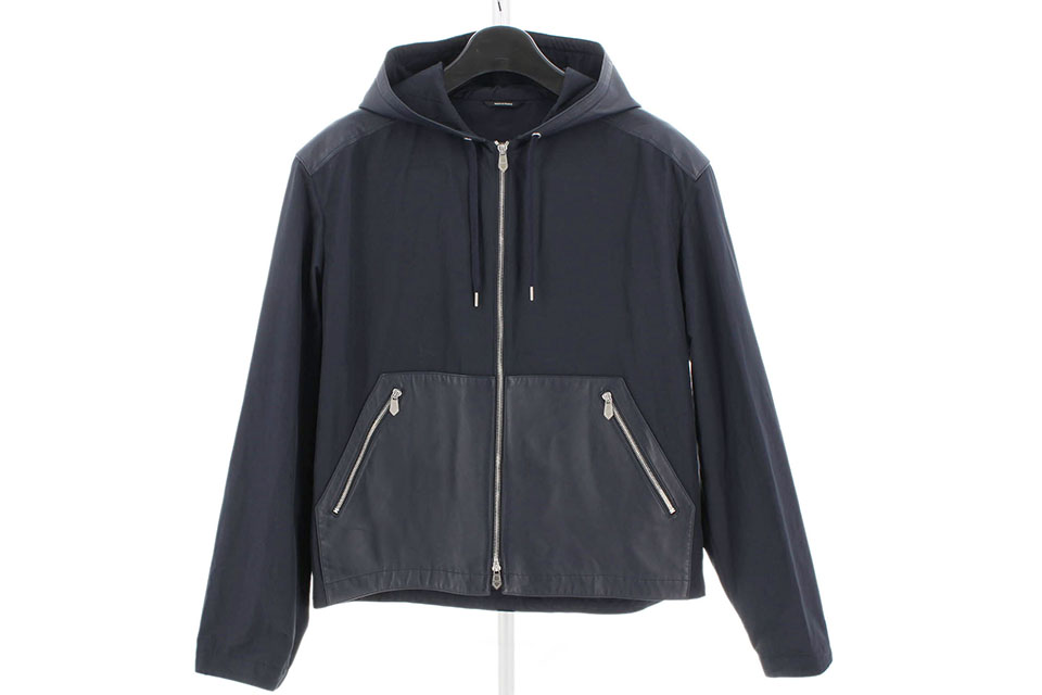 ジップアップ　フード付きジャケット　ネイビー　メンズ#52