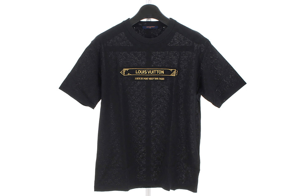 エベリッシュド　ダミエ　ピケTシャツ　黒　ロゴ　ゴールド　メンズXL