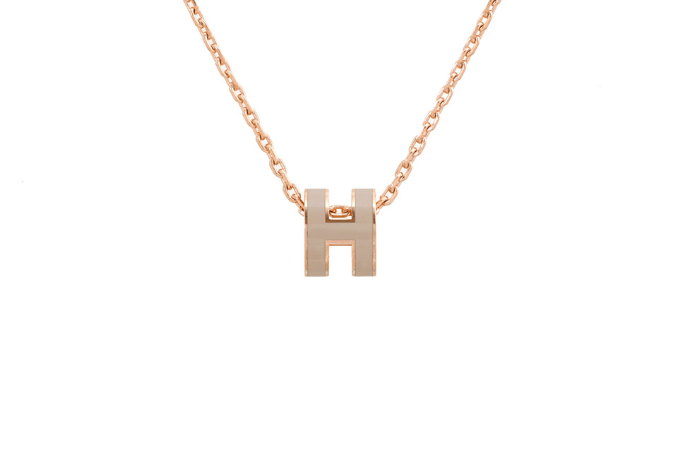 ポップH　ミニ　ネックレス　ペンダント　ポップアッシュ　マロングラッセ　ピンクゴールド金具　未使用