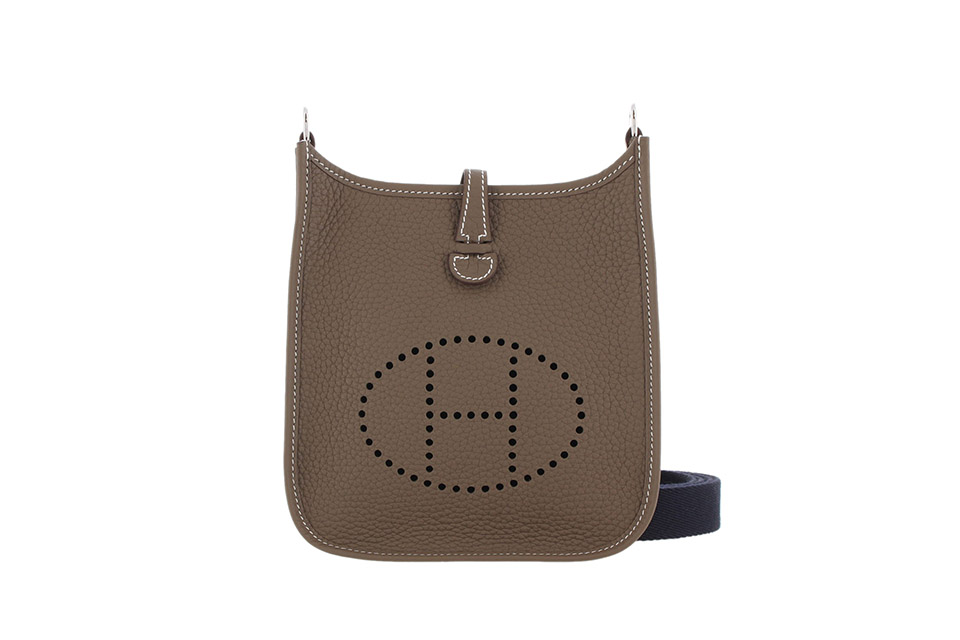 エブリンTPM　ショルダーバッグ　アマゾン　トリヨンクレマンス　エトゥープ/ブルーインディゴ　シルバー金具　K刻印　新品