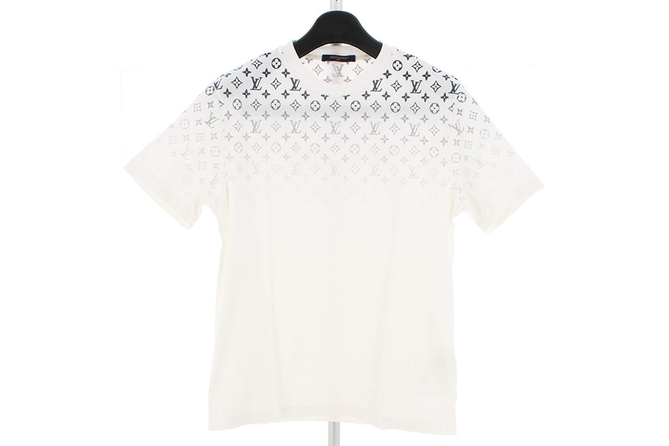 モノグラム柄　グラデーション　半袖Tシャツ　カットソー　コットン　白　メンズXL