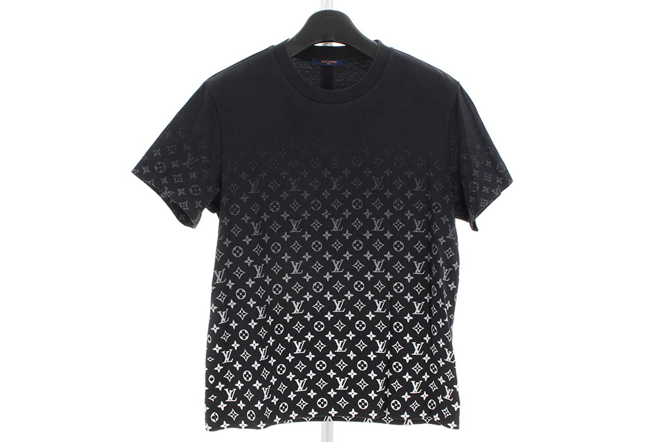 モノグラム柄　グラデーション　半袖Tシャツ　カットソー　コットン　黒　メンズL