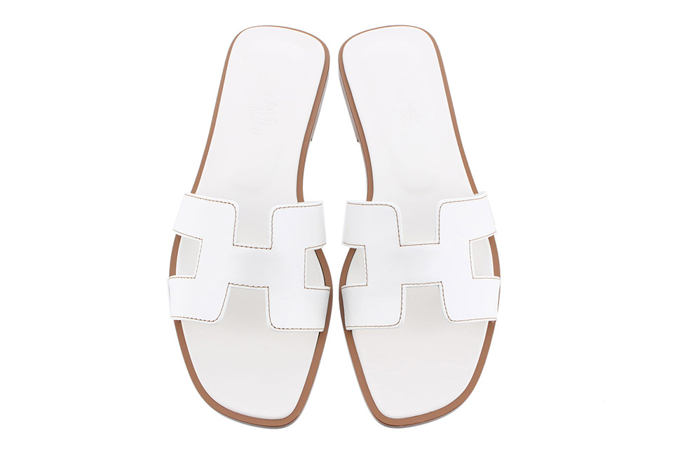 Hサンダル　オラン　フラットサンダル　レザー　白　ホワイト　#36　未使用