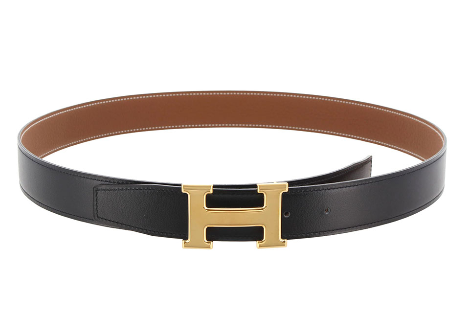 Hベルト　コンスタンス　黒/ゴールド　ゴールド金具　K刻印　#95　未使用
