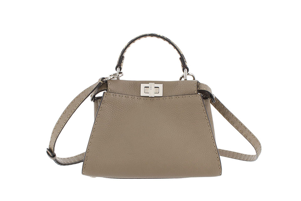 ミニピーカブー　2WAYショルダー　セレリア　レザー/パイソン　グレージュ　シルバー金具　8BN244