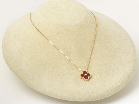 ヴィンテージアルハンブラネックレス カーネリアン 1Pダイヤ